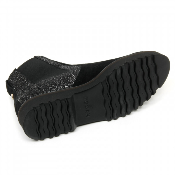 B9384 beatles donna HOGAN H259 scarpa nero glitter shoe boot woman