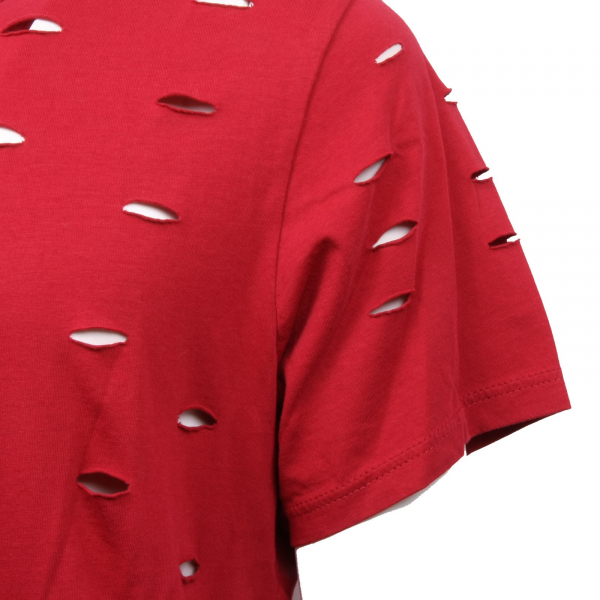 C1592 maglia uomo LOFT 1 rosso traforata t-shirt men