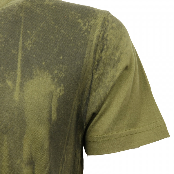 C3236 maglia uomo 40WEFT verde t-shirt used vintage effect no label t-shirt men