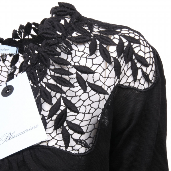 C4356 maglia donna BLUMARINE pizzo nero t-shirt woman