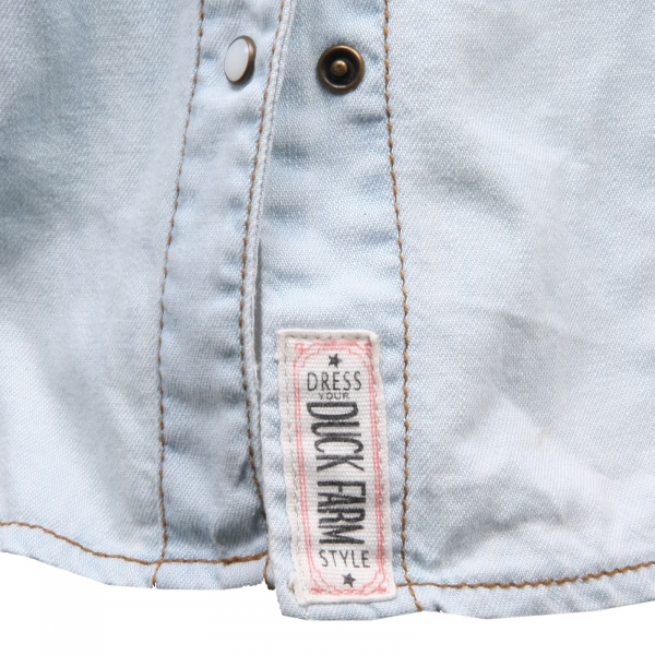 C4384 camicia jeans donna TOP-TEE azzurro chiaro shirt woman