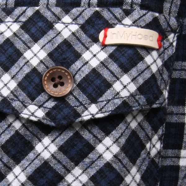 C9454 camicia uomo INMYHOOD cotone quadretti blu/nero/bianco shirt men
