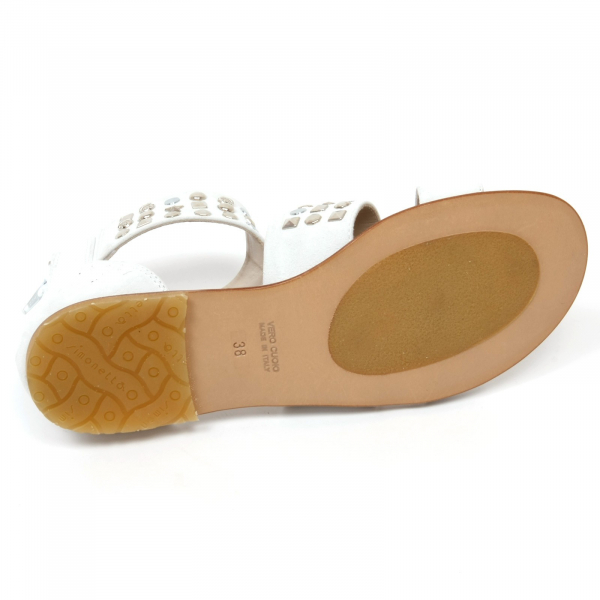 C9674 sandalo bimba SIMONETTA scarpa bianco borchie shoe kid girl