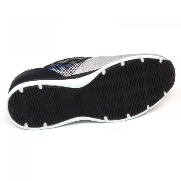 D0274 sneaker donna HOGAN H254 scarpa argento/nero glitter rete shoe woman