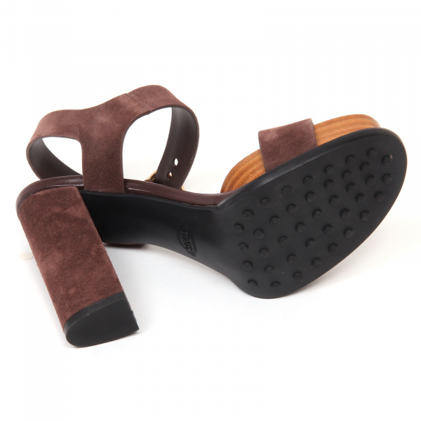 D0488  sandalo donna TOD'S T100 18A cinturino scarpa marrone shoe woman