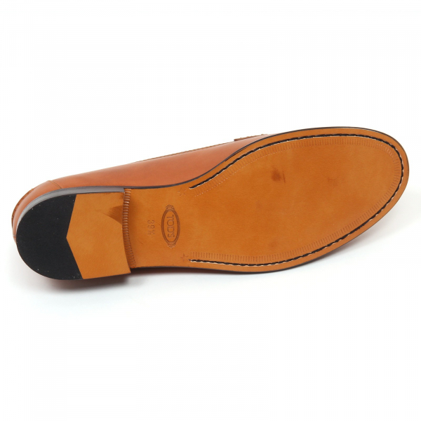 D0514 mocassino donna TOD'S scarpa doppia T cuoio vintage loafer shoe woman