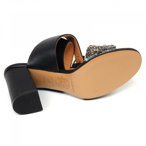 D0690 sandalo donna MALIPARMI CONFUSED SEQUIN scarpe perline nero shoe woman