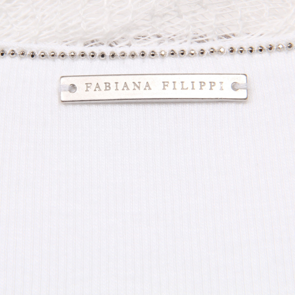 D1398 maglia donna FABIANA FILIPPI bianco ricamo white t-shirt woman