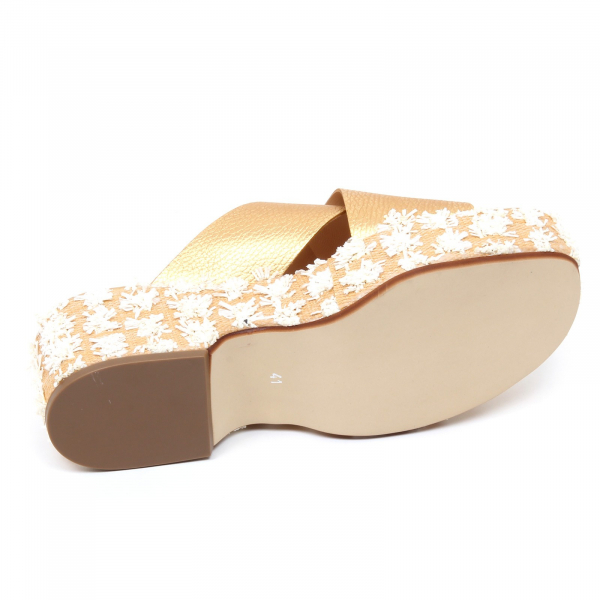 D2806 sandalo donna oro ORENI 1903 zeppa shoe woman