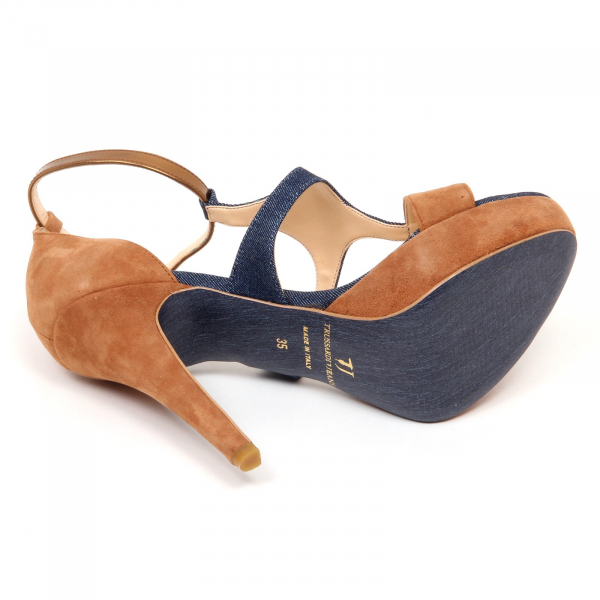 D2826 sandalo donna blu denim/beige TRUSSARDI JEANS shoe woman
