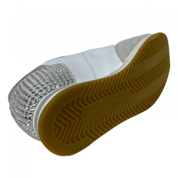 D33 sneakers donna PHILIPPE MODEL TROPEZ silver strass shoes women