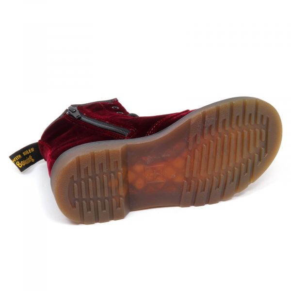E0006 anfibio bimba girl velvet DR. MARTENS cherry red boot kid