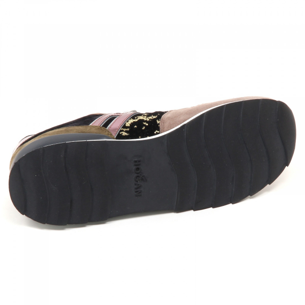 E0302 sneaker donna HOGAN R261 leather velvet paillettes shoe woman