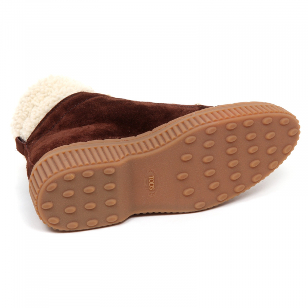 E5190 sneaker donna brown TOD'S scarpe tronchetto inside fur merino shoe woman