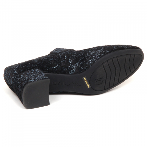 E6466 decollete donna velvet UNISA scarpe black/blu shoe woman