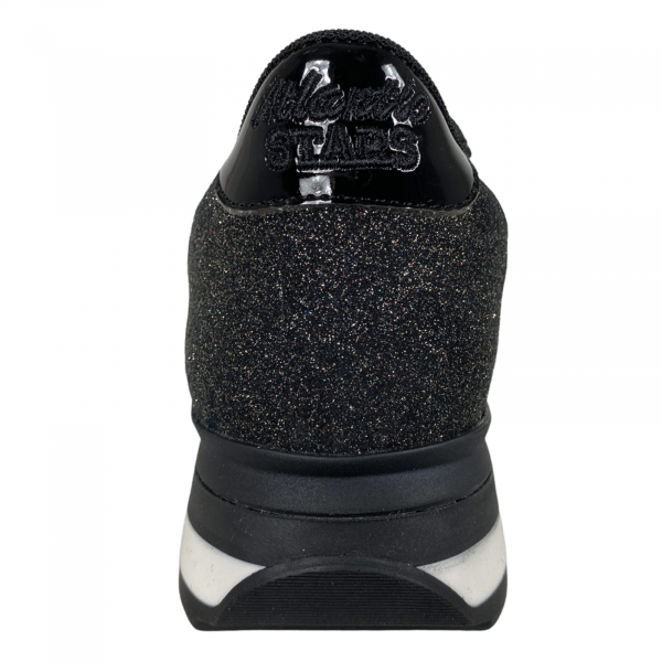 E64 sneaker donna ATLANTIC STARS VEGA black glitter lurex shoe woman