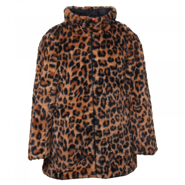 E7256 piumino donna SAVE THE DUCK black double face ecofur jacket woman maculato
