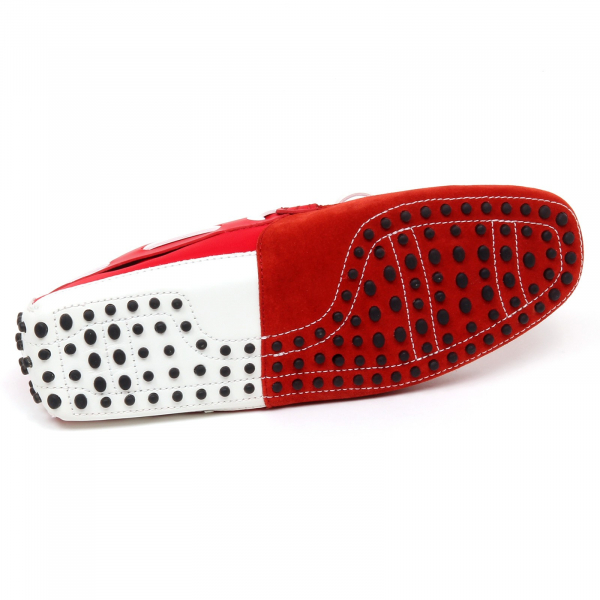 F0394 mocassino uomo red/white TOD’S scarpe tissue/leather shoe man