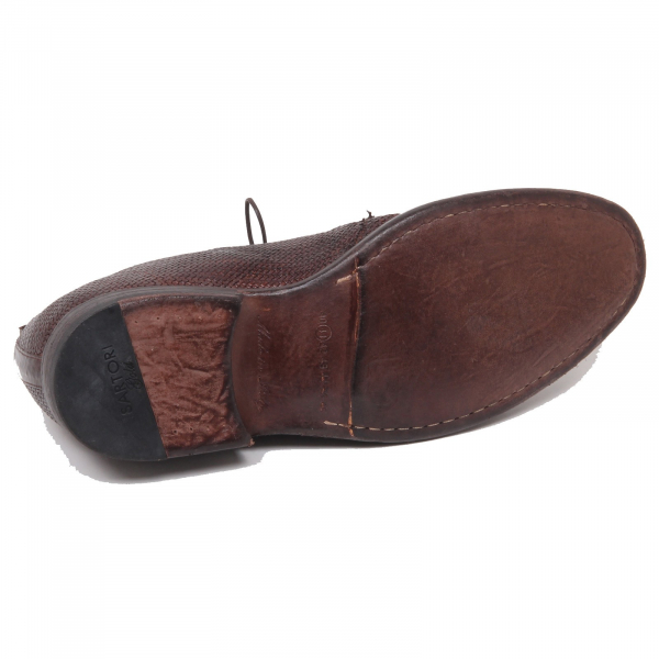 F0570 scarpa uomo dark brown SARTORI GOLD scarpe intrecciato vintage shoe man