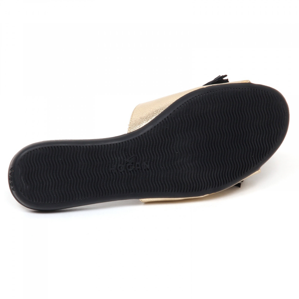 F2596   sandalo  donna gold/black HOGAN VALENCIA scarpe hammered leather shoe wo