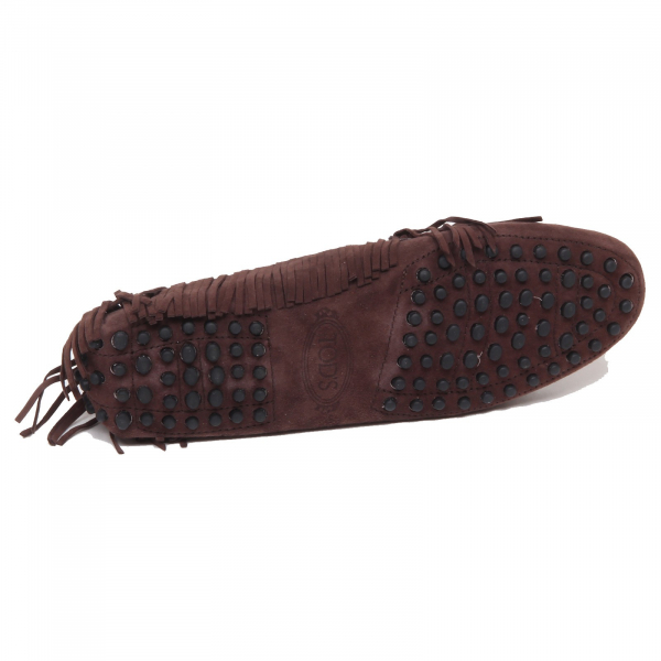 F3336 mocassino donna dark brown TOD'S scarpe frange loafer shoe woman