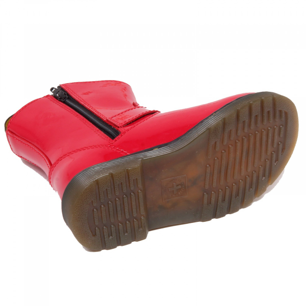F3772 (NO BOX) stivale bimba girl DR. MARTENS scratched spotted red boot shoe