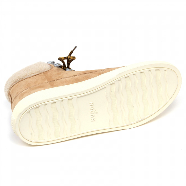F3868 sneaker uomo beige HOGAN H340 scarpe suede/eco fur shoe man