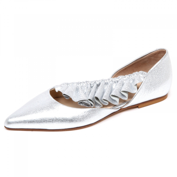 F4172 ballerina donna silver ANNA BAIGUERA MALIKA scarpe crackled shoe woman