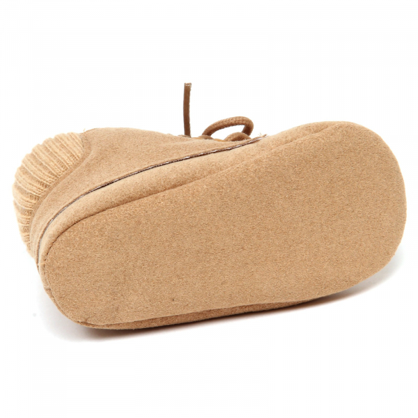 F5352 scarpe culla bimbo boy BABY GRAZIELLA beige newborn shoe