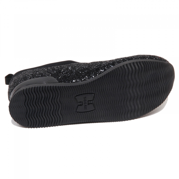 F5622 sneaker donna black glitter HOGAN H222 scarpe slip on shoe woman