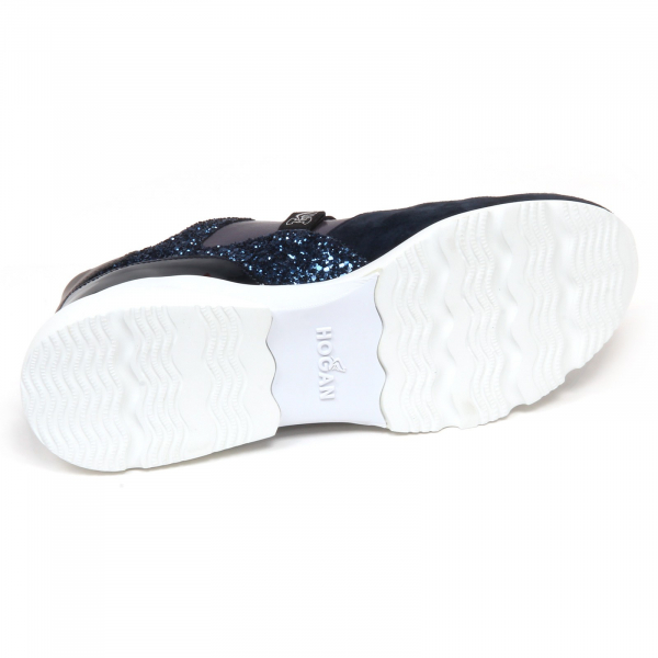 F6958 sneaker donna dark blue HOGAN ACTIVE ONE H385 glitter shoe woman