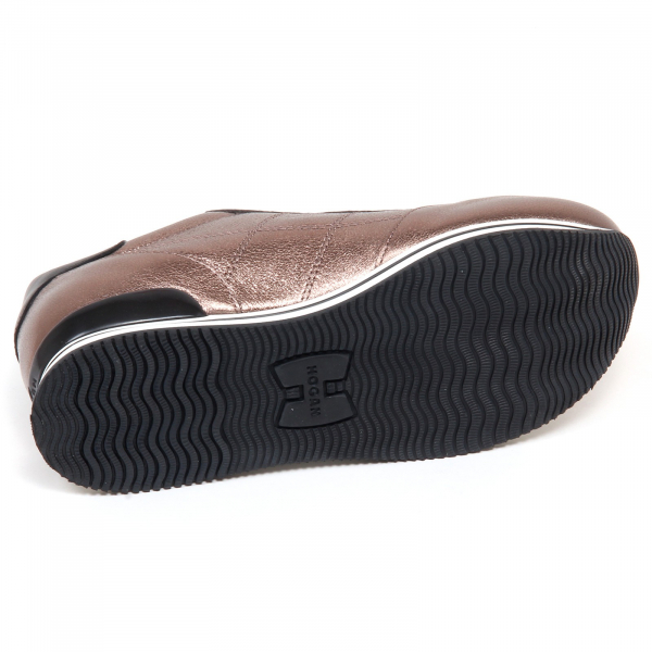 F7034 sneaker donna brown lame' HOGAN H222 cracked effect shoe woman