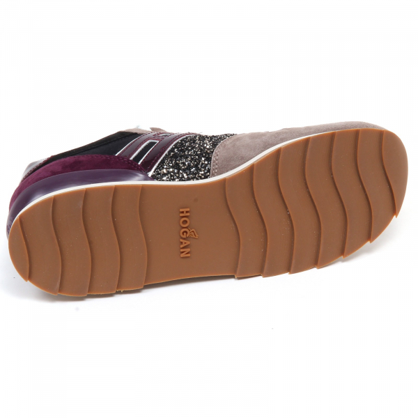 F7086 sneaker donna taupe/purple/black HOGAN R261 scarpe glitter shoe woman