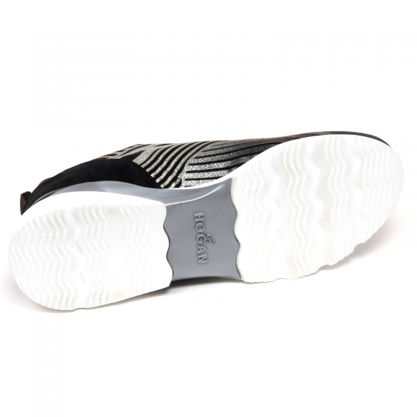 F7090 sneaker donna black/silver HOGAN ACTIVE ONE H385 glitter shoe woman