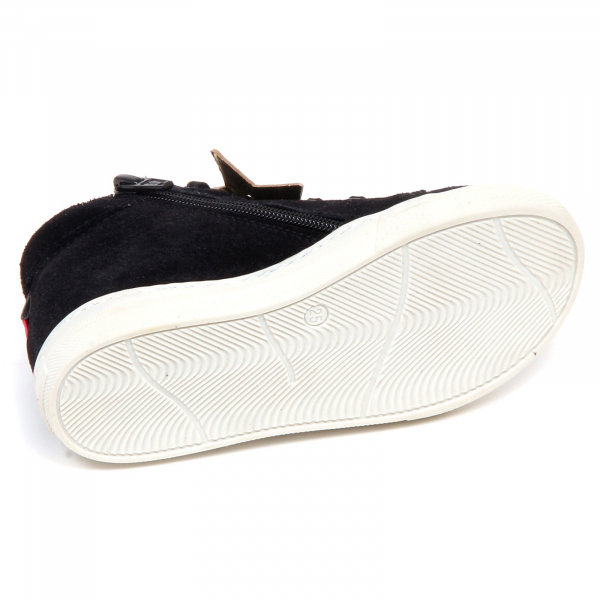 F7282 sneaker bimba girl black TWO CON ME BY PÈPÈ eco fur tongue shoe