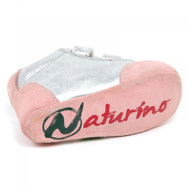 F7470 sneaker culla bimba girl baby NATURINO pink/silver newborn shoe