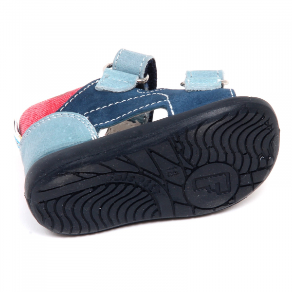 F7540 sandalo bimbo boy blu/light blue/red FALCOTTO vintage baby shoe