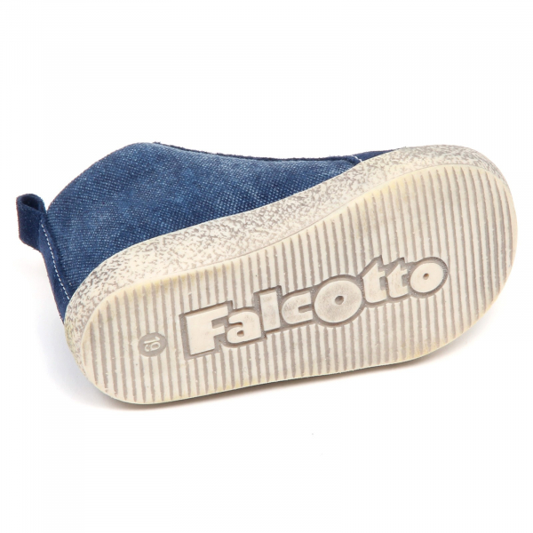 F7618 sneaker bimbo boy baby FALCOTTO blu/jeans tissue/leather shoe