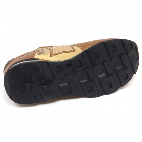 F7662 sneaker donna gold ATLANTIC STARS VEGA cracked effect shoe woman
