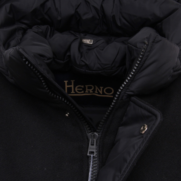 F8470 piumino uomo HERNO double fabric black jacket coat man