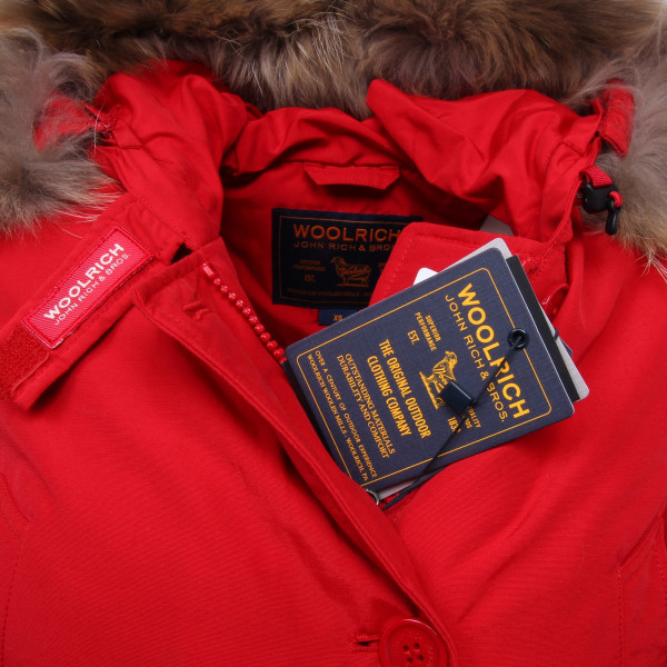 F8916 parka donna WOOLRICH ARTIC PARKA DF red real fur jacket woman