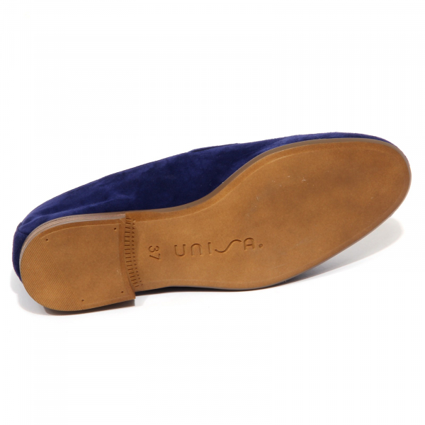 F9340 mocassino donna blue UNISA vintage effect suede loafer shoe woman