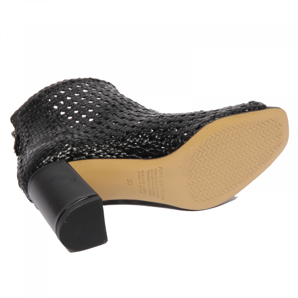 F9570 sandalo donna black PONS QUINTANA perforated braided shoe woman