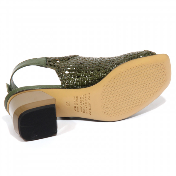 F9578 sandalo donna green PONS QUINTANA intrecciato braided shoe woman