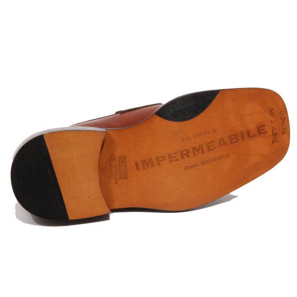 F9974 mocassino uomo light brown GEOX CUOIO vintage effect loafer shoe man