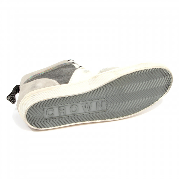 G1018 sneaker uomo LEATHER CROWN white/grey vintage effect shoes men