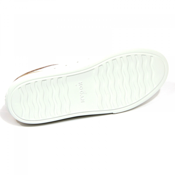 G1588 sneaker donna HOGAN H365 pearl white/gold leather shoes women