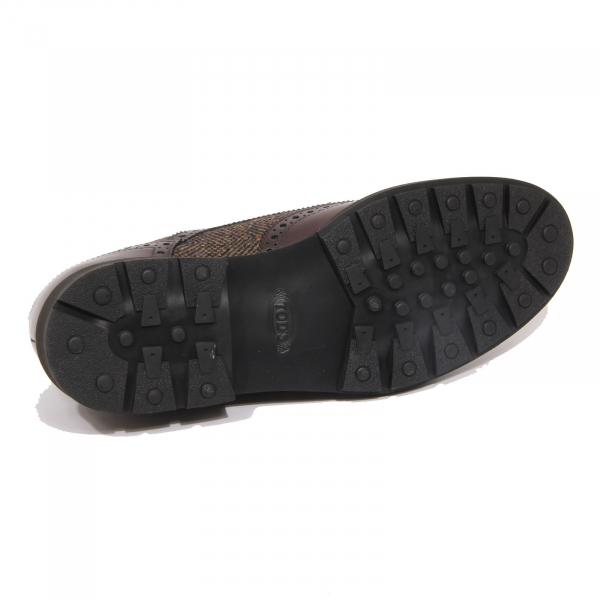 G2348 scarpa allacciata TOD'S DERBY 46A brown leather/fabric shoe men