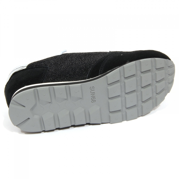 G3452 sneaker bimba girl SUN 68 black glitter suede/fabric shoes kids