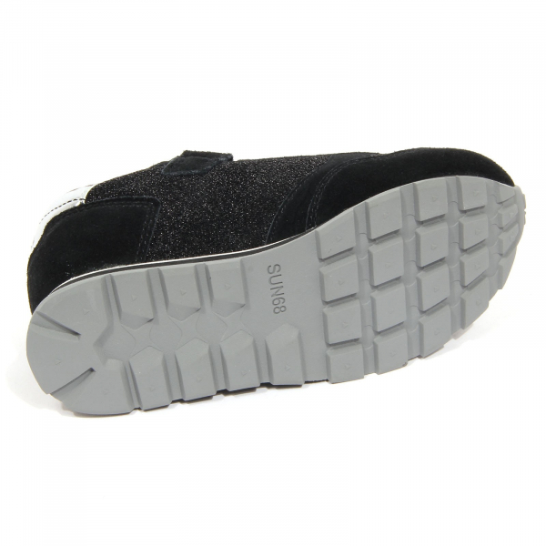 G3456 sneaker bimba girl SUN 68 black glitter suede/fabric shoes kids